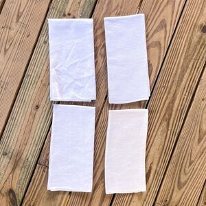 Antique 1920s Cotton Linen Napkins w/ Peony Pattern - Soft & Elegant - Set of 4